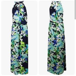 Vince Camuto Sz 14 Womens Halter Maxi Dress w Tie and Gold Neck and Tie Accents